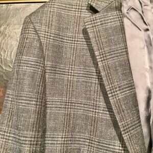 Jos A Bank Silk Wool Blazer Signature Collection Check Plaid Dk Gray Men’s 43L